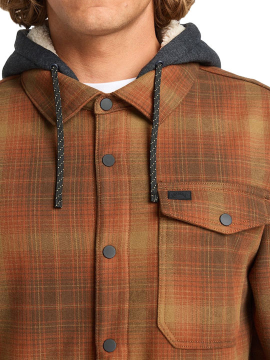 Furnace Bonded Long Sleeve Flannel Overshirt Dark Cedar