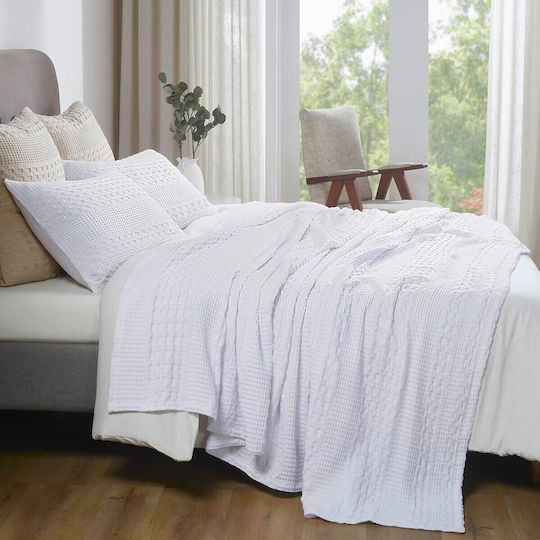 Kotonia Home Cuvertură Pat Dublu Bumbac Alb 220x240cm