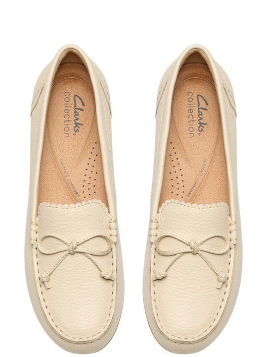 Leather Women's Boat Shoes in Beige Colour