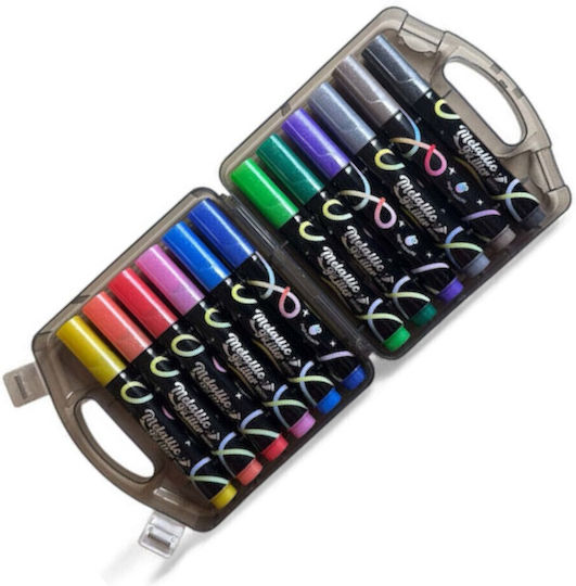 Metallic Drawing Markers with Glitter Professional Set 12 Colours