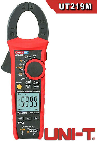 Uni-T Αμπεροτσιμπίδα Ψηφιακή 600A AC UT219M True RMS με Ακροδέκτες