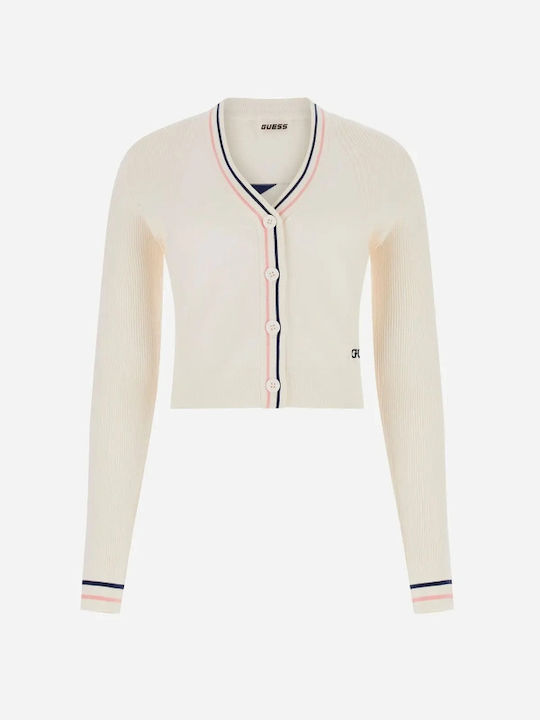 Kurze Damen Strickjacke Off Weiß