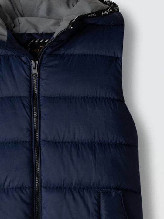 Waterproof Kids Casual Sleeveless Jacket with Hood Dark Blue