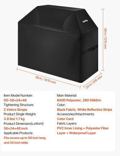 Κάλυμμα Γκριλ Vevor 58 Inch 147,3 Cm Heavy Duty Bbq Gas Grill Cover Εξωτερικού Χώρου Αδιάβροχο