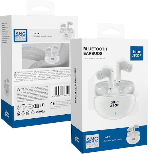 Blue Star TX5 In-ear Bluetooth Handsfree Earphones with Charging Case White