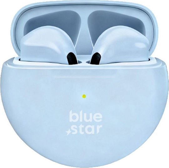 Blue Star TX3 Earbud Bluetooth Handsfree Ακουστικά με Θήκη Φόρτισης Μπλε