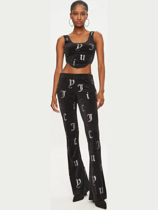 Damen Leder Top Schwarz