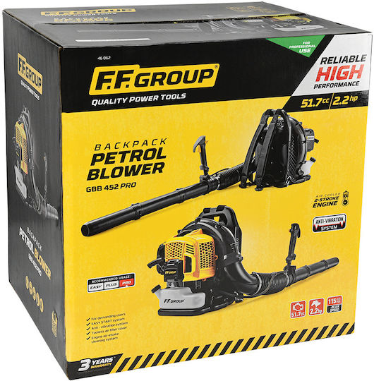 FFG GBB 452 Pro Φυσητήρας Πλάτης Βενζίνης 51.6cc με Ρύθμιση Έντασης & Μέγιστη Ταχύτητα Αέρα 414km/h