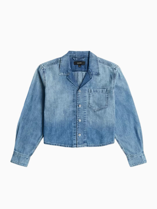 Long Sleeve Women's Shirt Medium Aged Denim