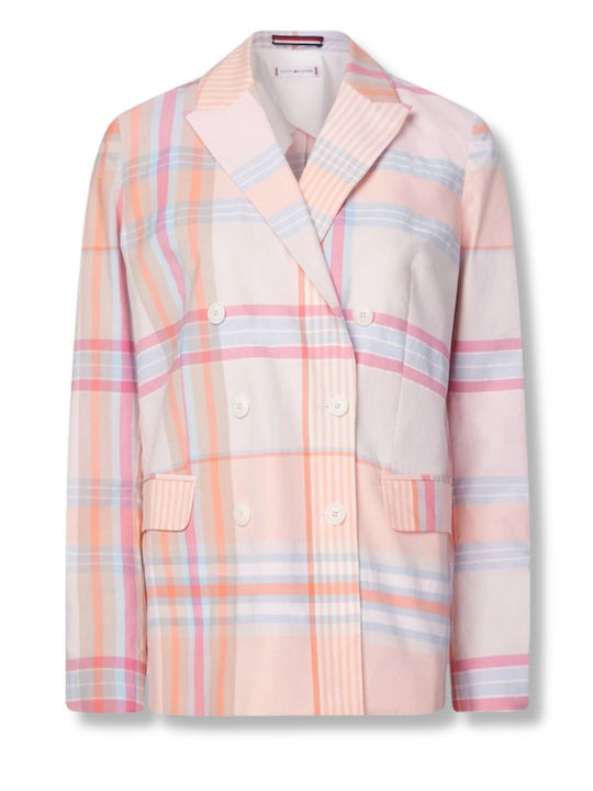 Tommy Hilfiger Madras Women's Double Breasted Blazer Checked