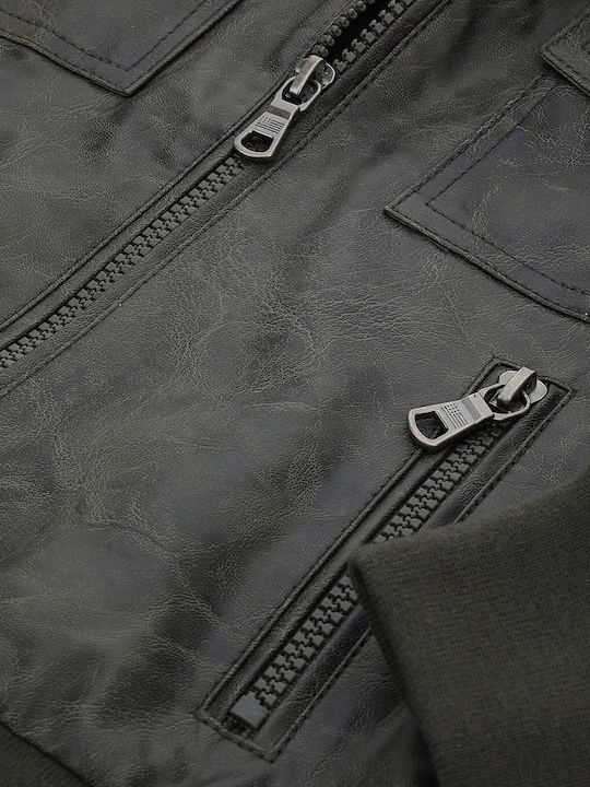 Kids Leather Coat Antracite Vintage DBP2491B2-Antracite Vintage