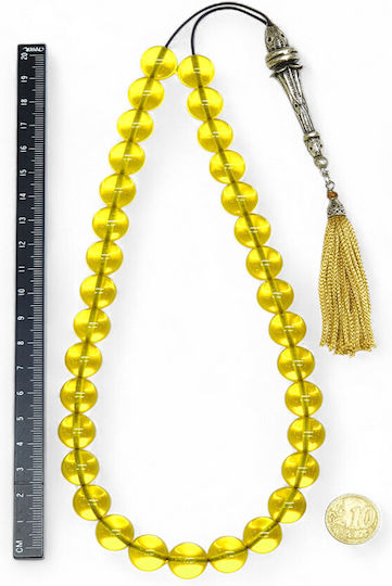 Roloi Komboloi Worry Beads with 33 Amber Beads Length 42cm Yellow