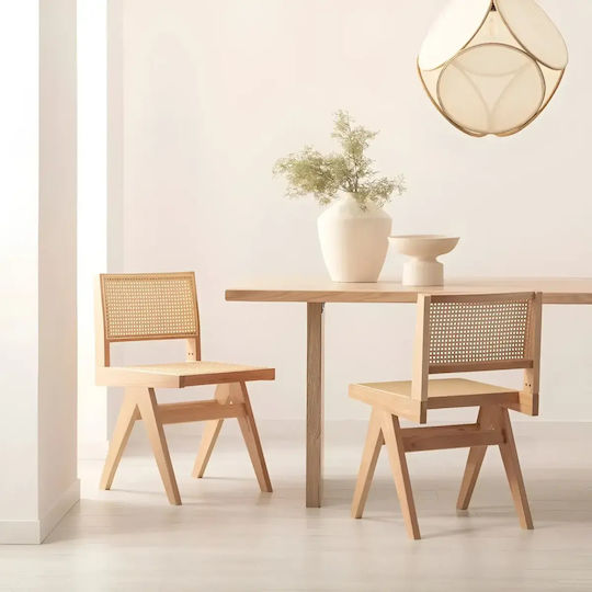 Dining & Kitchen Chairs Wooden Beige 2 Pieces 44x51x78cm