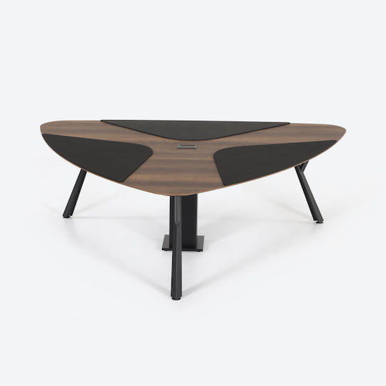 Triangular Meeting Table Walnut Finish 210x210x75cm