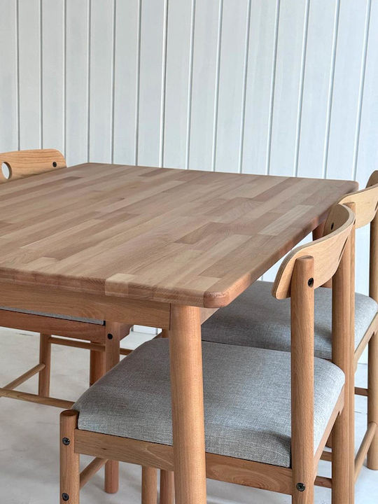 Wooden Dining Table of Natural Oak Shade 130x80x74.5cm