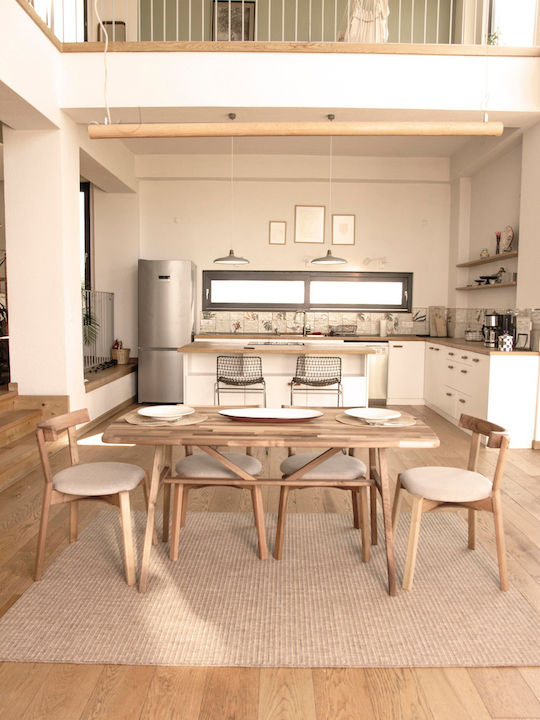 Solid Walnut Dining Room Table Slim 150x80x74.5cm (170x80x74.5cm)