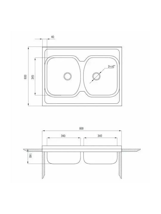 Deante Chiuvetă Bucătărie Drop-In Inox cu Robinet M60xL80cm Gri