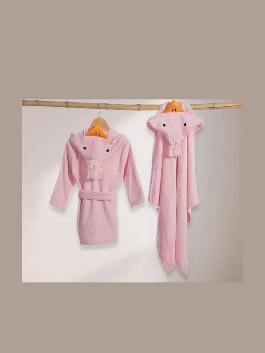 Nef-Nef Homeware Παιδικό Μπουρνούζι Spring Happiness Ροζ με Κουκούλα