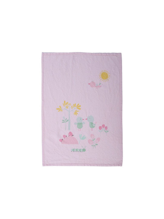 Nef-Nef Homeware Nursery Swaddling Blanket Spring Happiness Waffle Pink 80x110cm