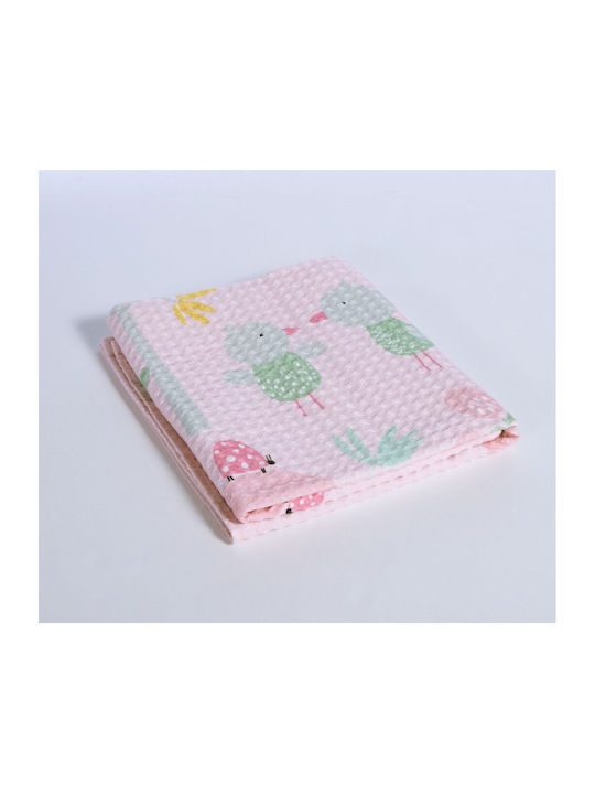 Nef-Nef Homeware Nursery Swaddling Blanket Spring Happiness Waffle Pink 80x110cm