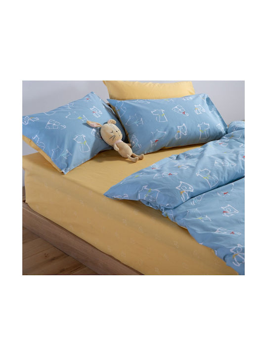 Nef-Nef Homeware Σετ Μονά Dog Life Blue 170x260cm Nef-Nef Homeware Σετ Μονά Dog Life Blue 170x260cm