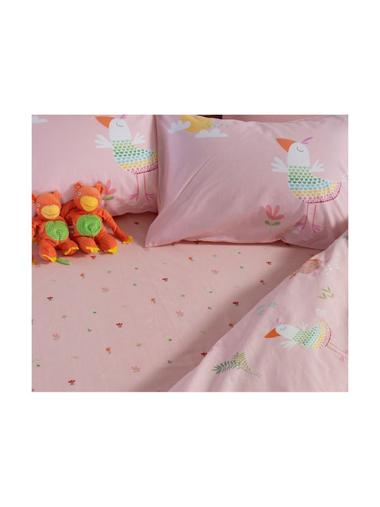 Nef-Nef Homeware Single Cotton Sheet Set Birds Mania Pink 170x260cm 3pcs