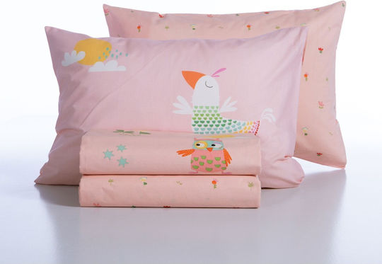Nef-Nef Homeware Single Cotton Sheet Set Birds Mania Pink 170x260cm 3pcs