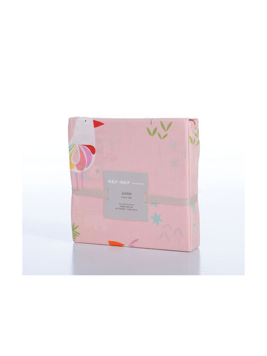 Nef-Nef Homeware Single Cotton Sheet Set Birds Mania Pink 170x260cm 3pcs