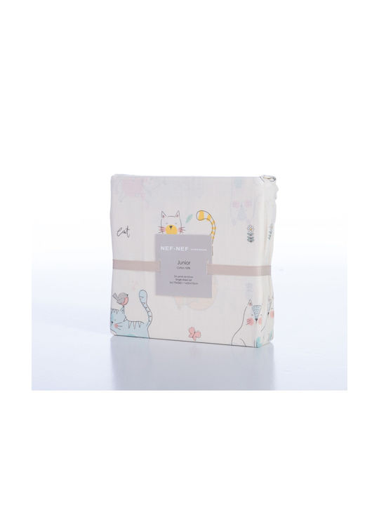 Nef-Nef Homeware Single Cotton Sheet Set Cat Life Ecru 170x260cm 3pcs