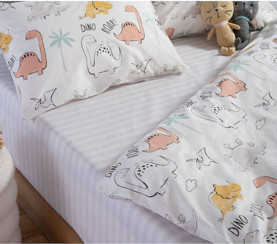 Nef-Nef Homeware Single Set Dinosaur Art Ecru 170x260cm Nef-Nef Homeware Single Set Dinosaur Art Ecru 170x260cm