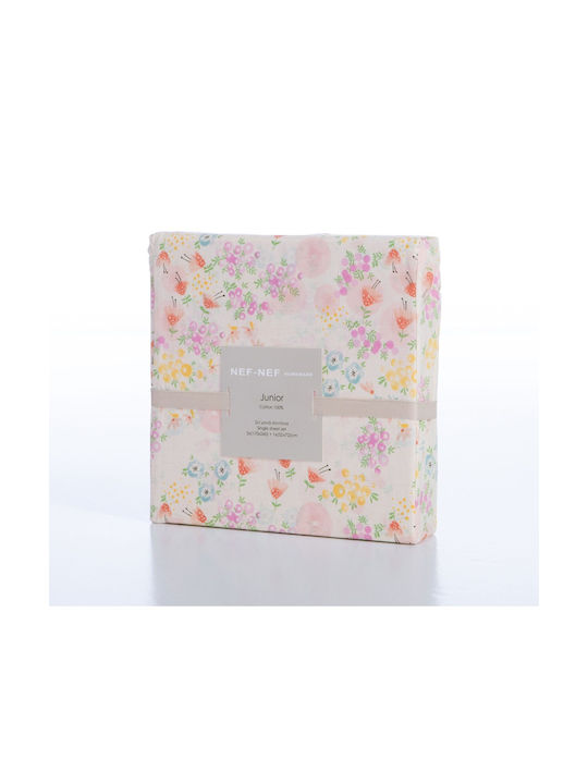 Nef-Nef Homeware Σετ Σεντόνια Μονά Βαμβακερά Blossom Day L.pink 170x260cm 3τμχ