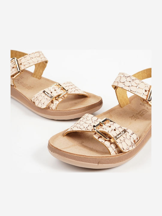 Panagiota Leather Women's Flat Sandals Rose Gold