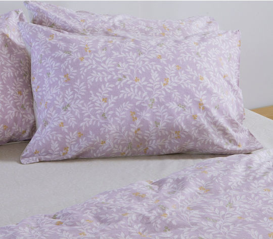 Nef-Nef Homeware Homeware Μαξιλαροθήκη με Φάσα Lilac 52x72εκ.