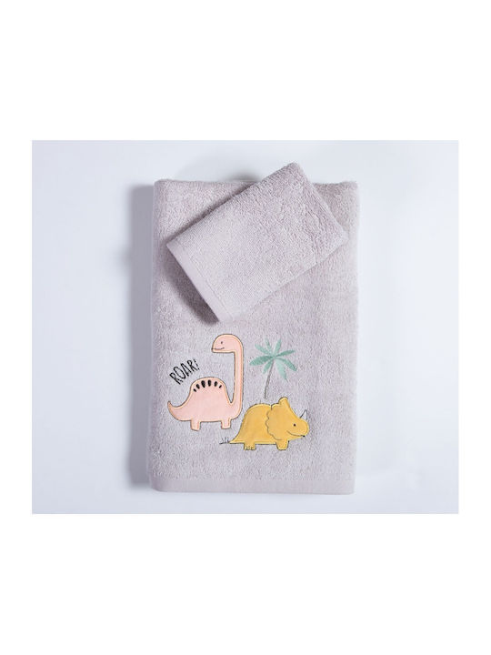 Nef-Nef Homeware Set De Prosoape Pentru Bebeluşi 2 Piese Dinosaur Art Wind Gri Greutate 420gr/m²
