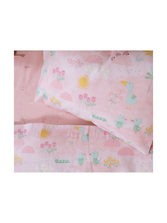 Nef-Nef Homeware Set Baby Bettlaken Für Krippe Baumwolle Spring Happiness Rosa 120x170cm 3 Stück