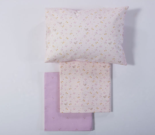 Nef-Nef Homeware Set Baby Sheets Crib Cotton Cute & Sweet Ecru 120x170cm 3pcs
