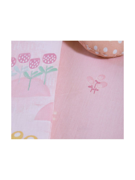 Nef-Nef Homeware Сет Бебешки Чаршафи За Люлка Памучни Spring Happiness Розови 70x120см 2бр