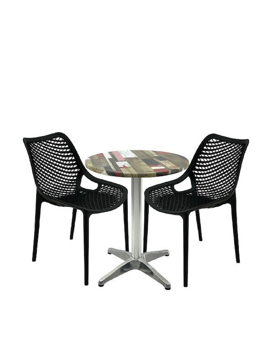 Set Sala De Mese Pentru Spații Exterioare Mici Maple 3 Piese Negru