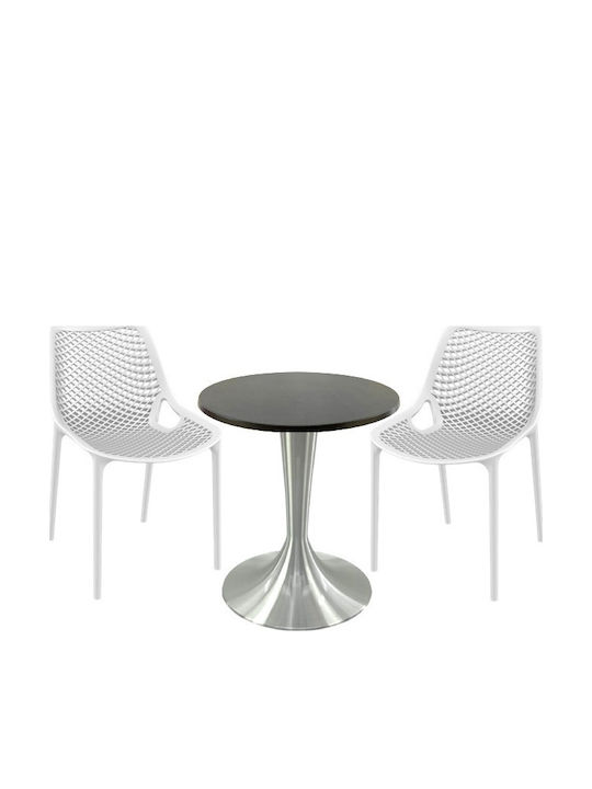 Set Sala De Mese Pentru Spații Exterioare Mici Maple 3 Piese Alb