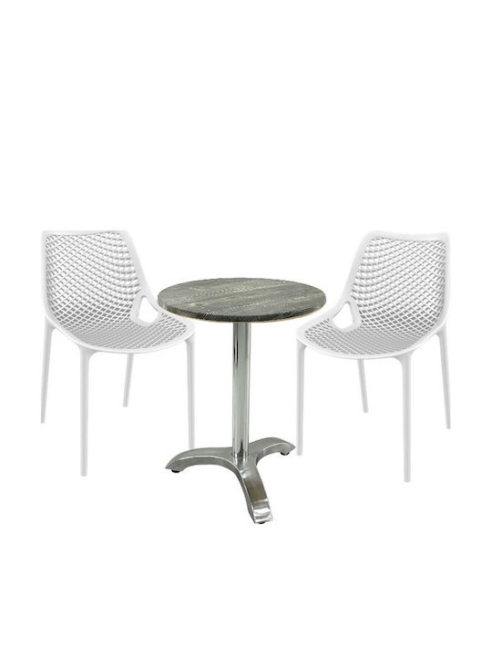 Set Sala De Mese Pentru Spații Exterioare Mici Maple 3 Piese Albe