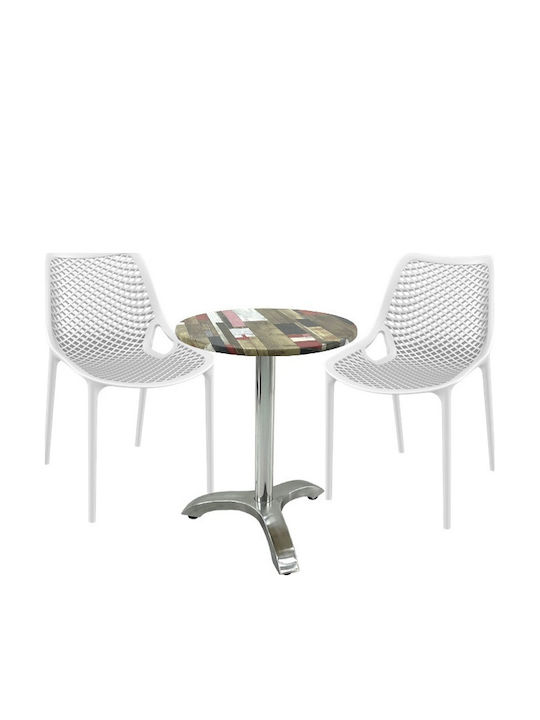 Set Sala De Mese Pentru Spații Exterioare Mici Maple 3 Piese Albe