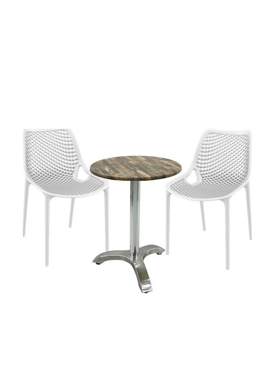 Set Sala De Mese Pentru Spații Exterioare Mici Maple 3 Piese Albe
