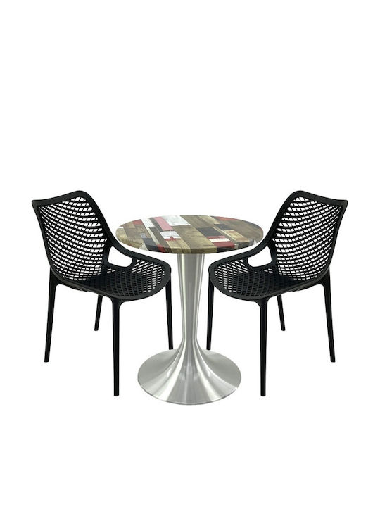 Set Sala De Mese Pentru Spații Exterioare Mici Maple 3 Piese Negru