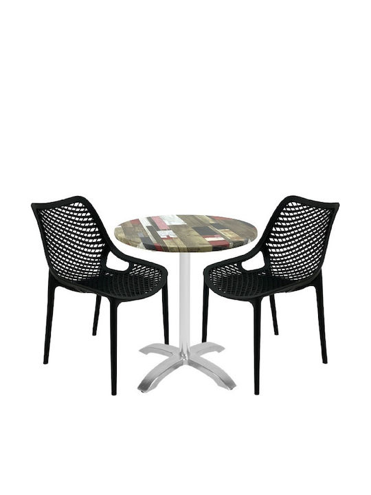Set Sala De Mese Pentru Spații Exterioare Mici Maple 3 Piese Negru