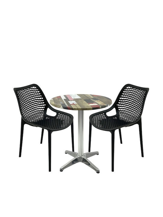 Set Sala De Mese Pentru Spații Exterioare Mici Maple 3 Piese Negru