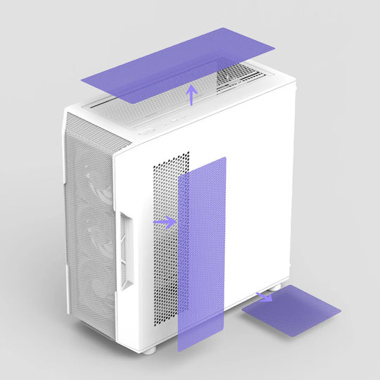 I3 Neo V2 RGB Gaming Midi Tower Κουτί Υπολογιστή με Πλαϊνό Παράθυρο Λευκό