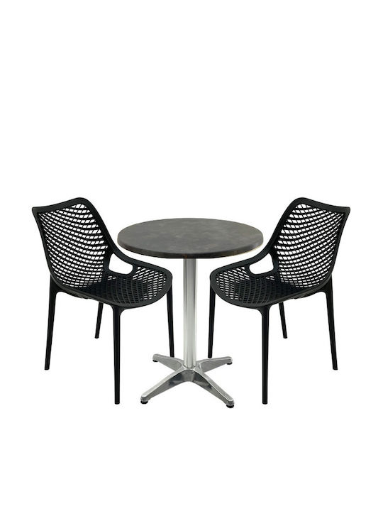 Set Sala De Mese Pentru Spații Exterioare Mici Maple 3 Piese Negru