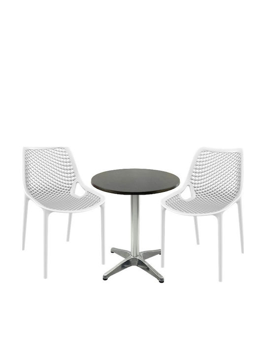 Set Sala De Mese Pentru Spații Exterioare Mici Maple 3 Piese Alb