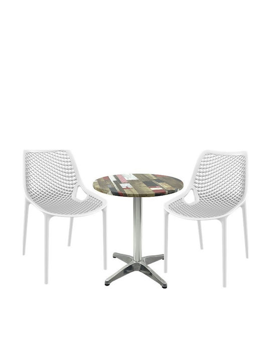Set Sala De Mese Pentru Spații Exterioare Mici Maple 3 Piese Alb