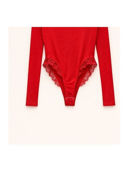 Lumina Women's Cotton Bodysuit Regular Fit Ld5152-Red